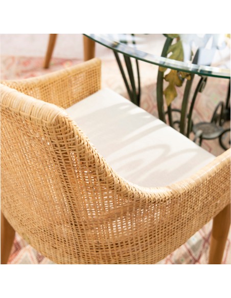 Zoom coussin fauteuil de table en rotin tressé collection Saïgon Zoom coussin fauteuil de table en rotin tressé collection Saïgon