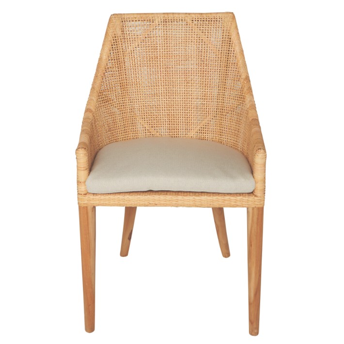 Fauteuil de table en rotin collection Saïgon vue de face