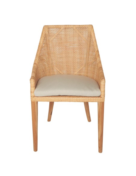 Fauteuil de table en rotin collection Saïgon vue de face