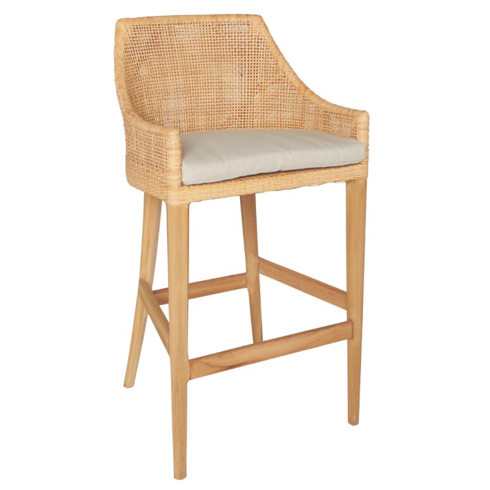 Tabouret de bar en rotin avec coussin collection Saïgon par kok maison