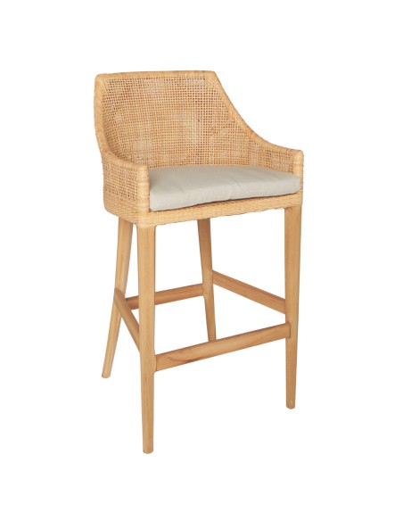 Rattan bar stool with cushion Saigon collection by kok maison