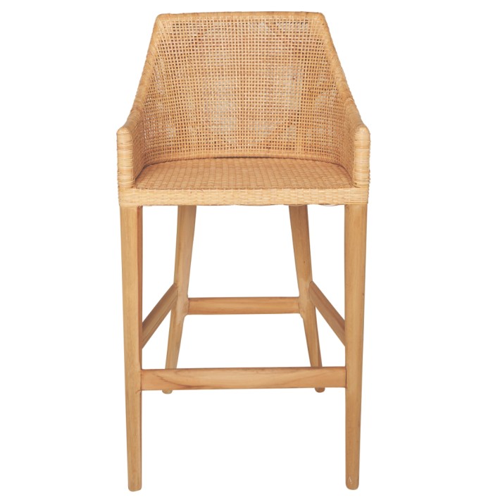 Rattan bar stool Saigon collection by Kok maison front view