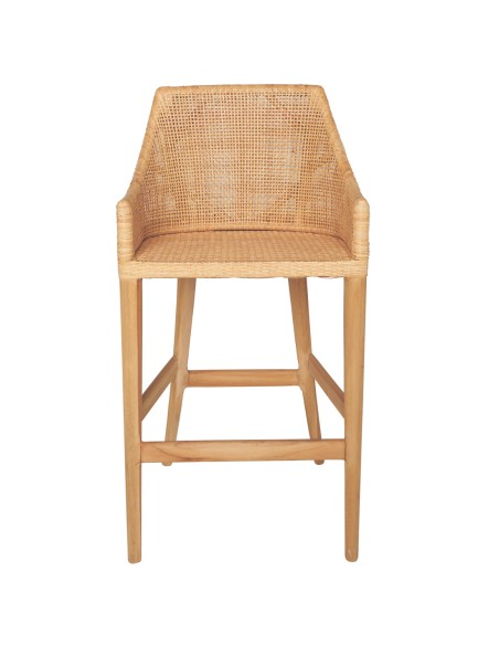 Rattan bar stool Saigon collection by Kok maison front view