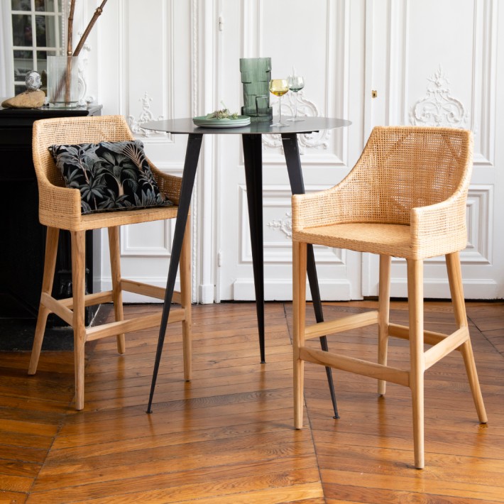 Ambiance tabourets de bar en rotin collection Saïgon