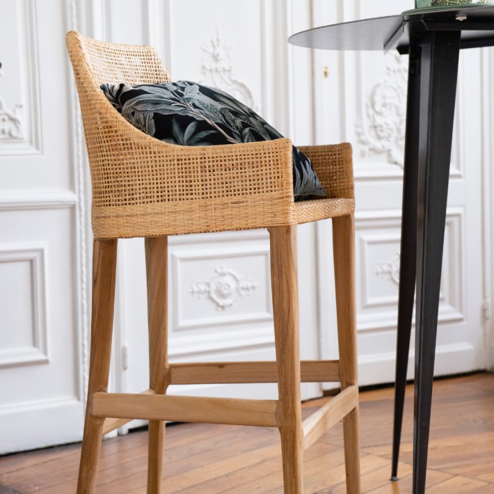 Rattan bar stool, Saigon ambiance collection, side view