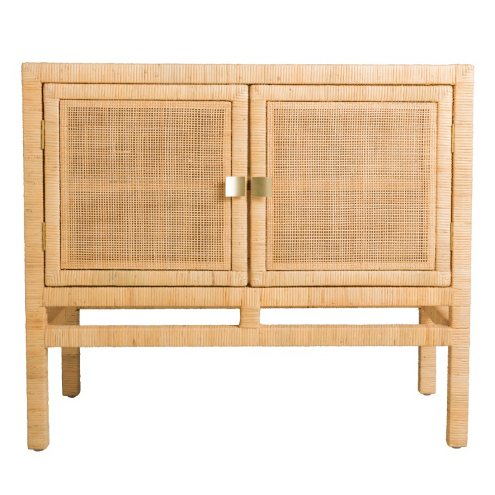 2-door sideboard in rattan, Saïgon collection, front view