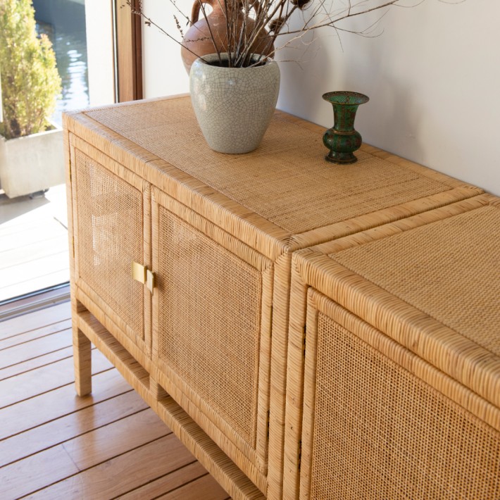 Ambiance 2-door side-by-side Saigon rattan sideboards by Kok maison