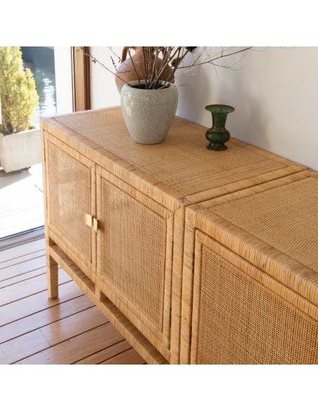 Ambiance 2-door side-by-side Saigon rattan sideboards by Kok maison