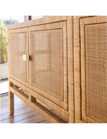 Zoom wickerwork two-door buffet Saïgon collection by Kok Maison