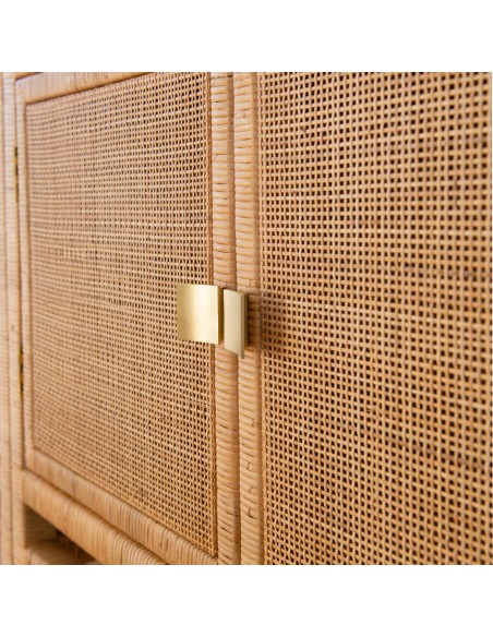 Zoom poignets buffet deux portes en rattin collection Saïgon