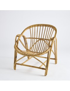 Fauteuil rotin coquille double accoudoir modèle d'époque 001