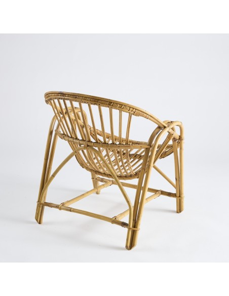 Fauteuil rotin coquille double accoudoir modèle d'époque 001