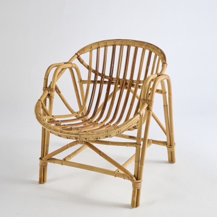 Fauteuil rotin coquille Vintage PU010