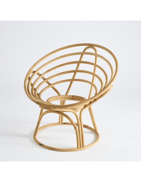 Rattan coquille armchair with hoops - vintage model PU012