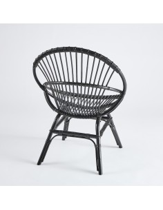 Original black lacquered rattan coquille armchair PU015 2