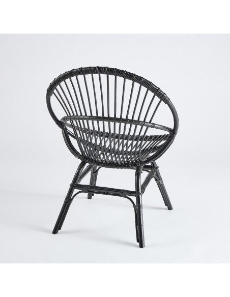 Original black lacquered rattan coquille armchair PU015