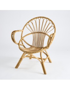 Fauteuil rotin coquille Vintage avec accoudoirs PU017