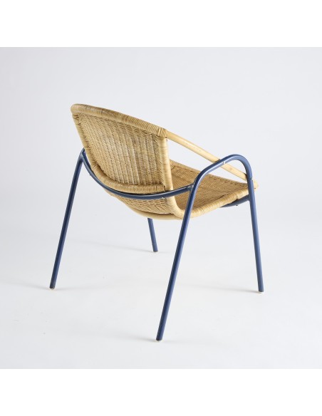 Vintage metal rattan coquille armchair PU020