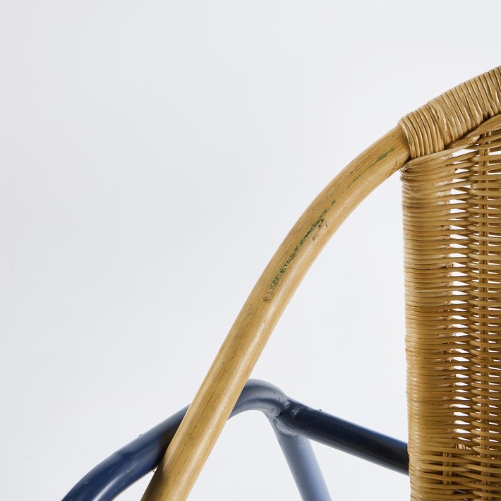 Vintage metal rattan coquille armchair PU020