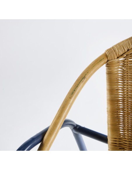 Fauteuil coquille Vintage  métal rotin PU020