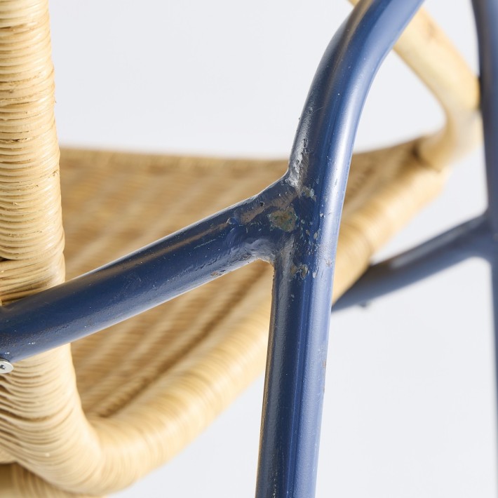 Fauteuil coquille Vintage  métal rotin PU020