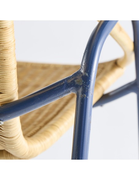 Fauteuil coquille Vintage  métal rotin PU020