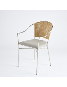 Fauteuil structure métal et tressage rotin - modèle d'époque 022