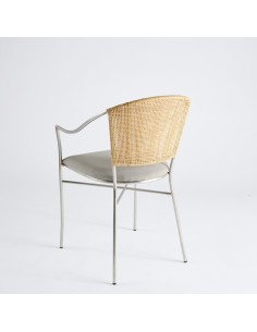 Fauteuil structure métal et tressage rotin - modèle d'époque 022 2