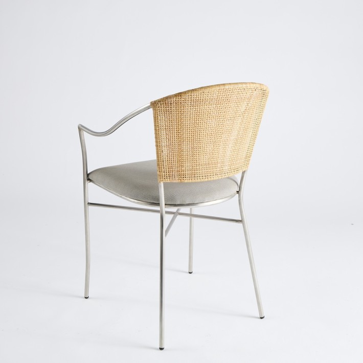 Fauteuil structure métal et tressage rotin - modèle d'époque 022