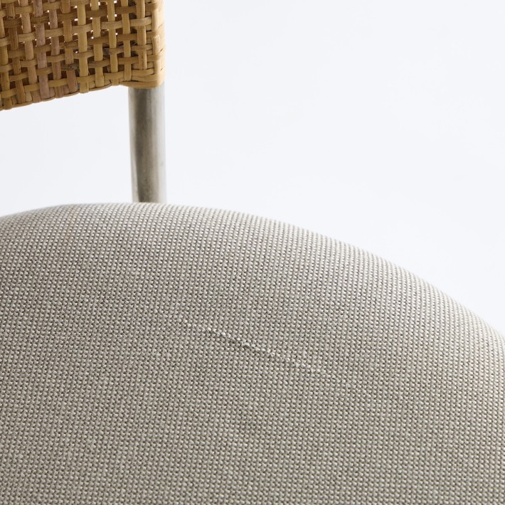 Vintage metal armchair + rattan weave 022