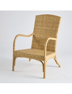 High-back woven rattan armchair PU027