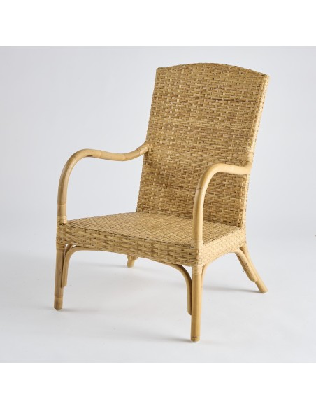 High-back woven rattan armchair PU027