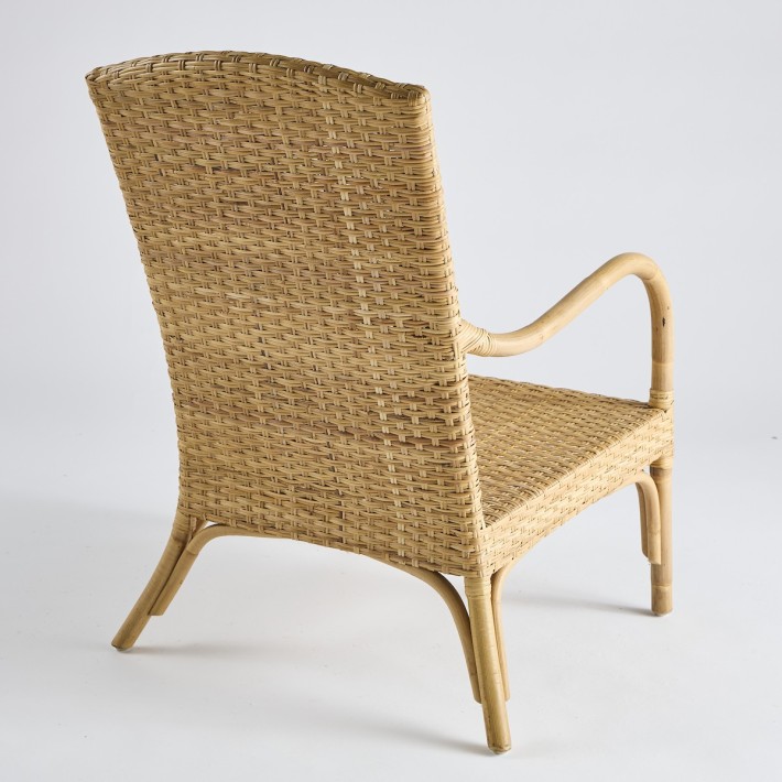 High-back woven rattan armchair PU027