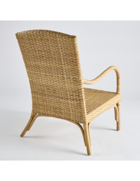 High-back woven rattan armchair PU027