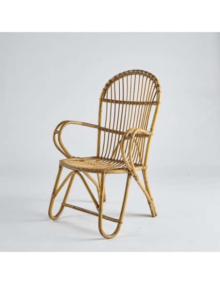 Fauteuil rotin Vintage avec accoudoirs PU029