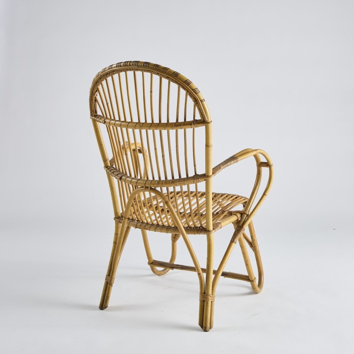 Fauteuil rotin Vintage avec accoudoirs PU029