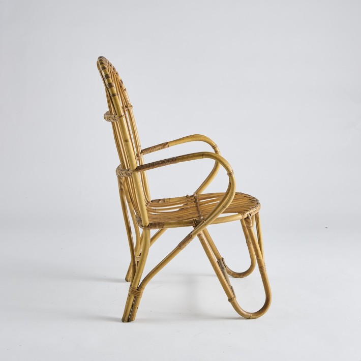 Fauteuil rotin Vintage avec accoudoirs PU029