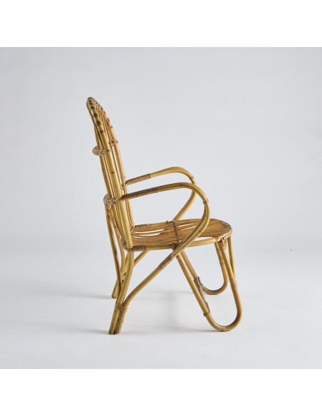 Fauteuil rotin Vintage avec accoudoirs PU029