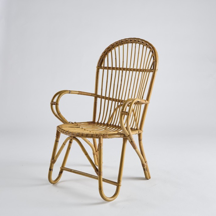 Fauteuil rotin Vintage avec accoudoirs PU030