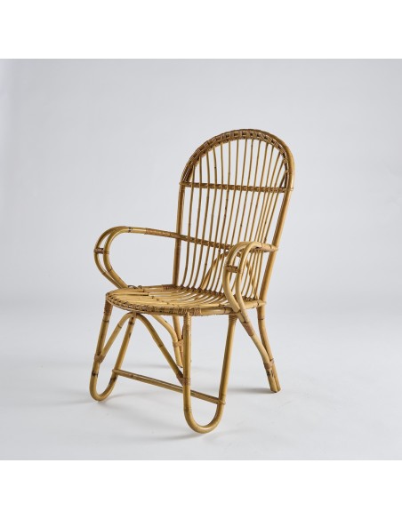 Vintage rattan armchair with armrests PU030