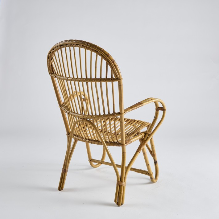 Vintage rattan armchair with armrests PU030
