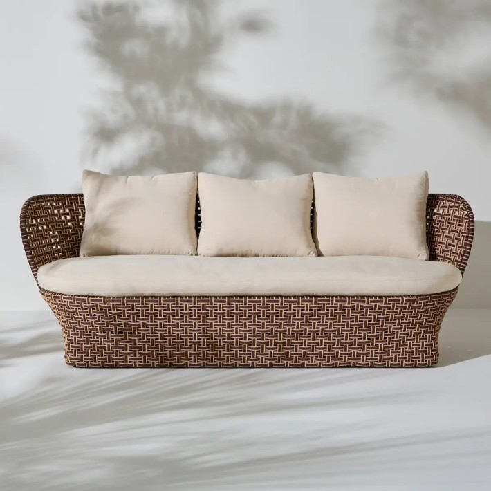 Front view of the TALI outdoor sofa