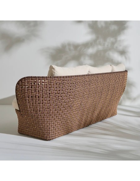 View 3/4 back of the outdoor sofa from the TALI collection View 3/4 back of the outdoor sofa from the TALI collection