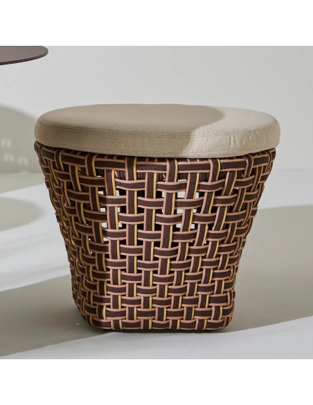 Outdoor pouffe in braided rope on aluminium stand TALI Outdoor pouffe in braided rope on aluminium stand TALI