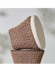 Outdoor pouffe in braided rope on aluminium stand TALI 2