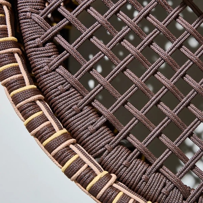 Close-up of the braided rope for the seat of the TALI outdoor footstool