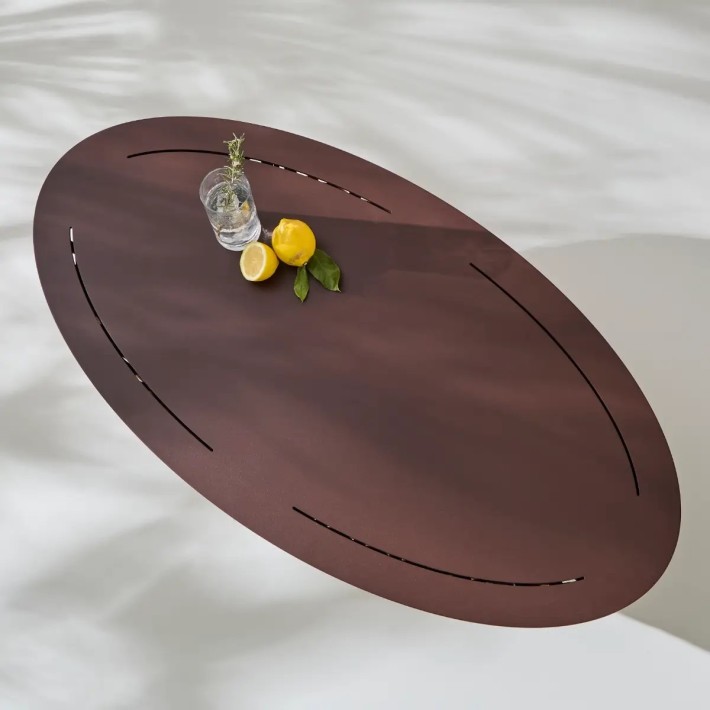 Top view metal table top TALI oval coffee table