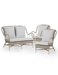 salon de jardin Garrigues avec un canapé et deux fauteuils