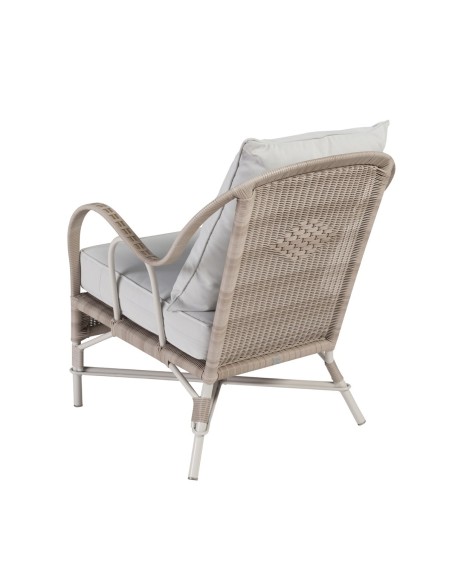 All woven backrest of the Garrigues garden armchair