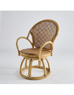 Vintage rattan swivel armchair PU031